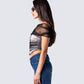 Baer Black Tulle Off Shoulder Top