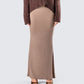 Abra Taupe Maxi Skirt model front