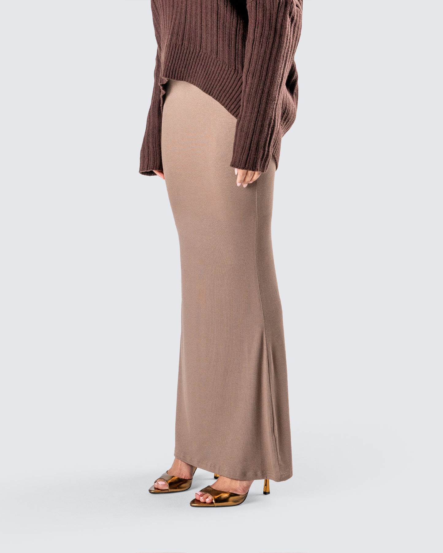 Abra Taupe Maxi Skirt