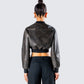 Ada Black Faux Leather Crop Jacket