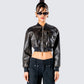 Ada Black Faux Leather Crop Jacket model front