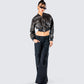Ada Black Faux Leather Crop Jacket
