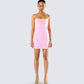 Adi Pink Fuzzy Knit Mini Dress model front