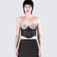 Aela Black Rhinestone Corset Top model front