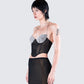 Aela Black Rhinestone Corset Top