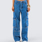 Agnetha Blue Denim Cargo Pant model front