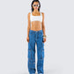 Agnetha Denim Cargo Set model front
