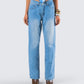 Ahmeira Blue Denim Jean model front