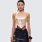 Aida Gold Sequin Bandana Top model front