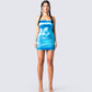 Ainsley Blue Metallic Mini Dress model front