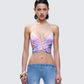 Aiyana Multi Floral Print Wrap Top model front