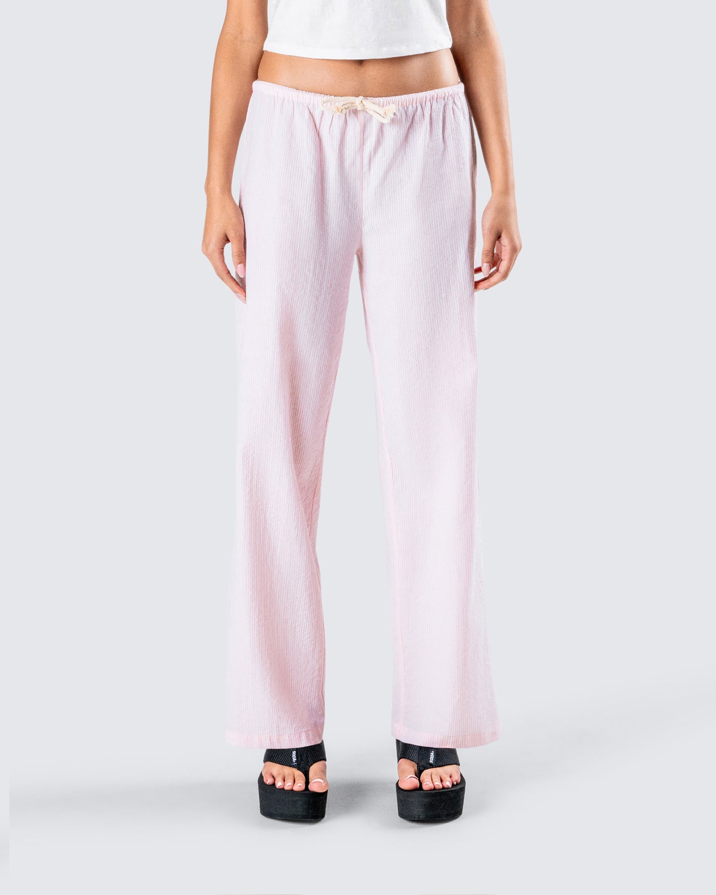 Akia Pink Stripe Drawstring Pant