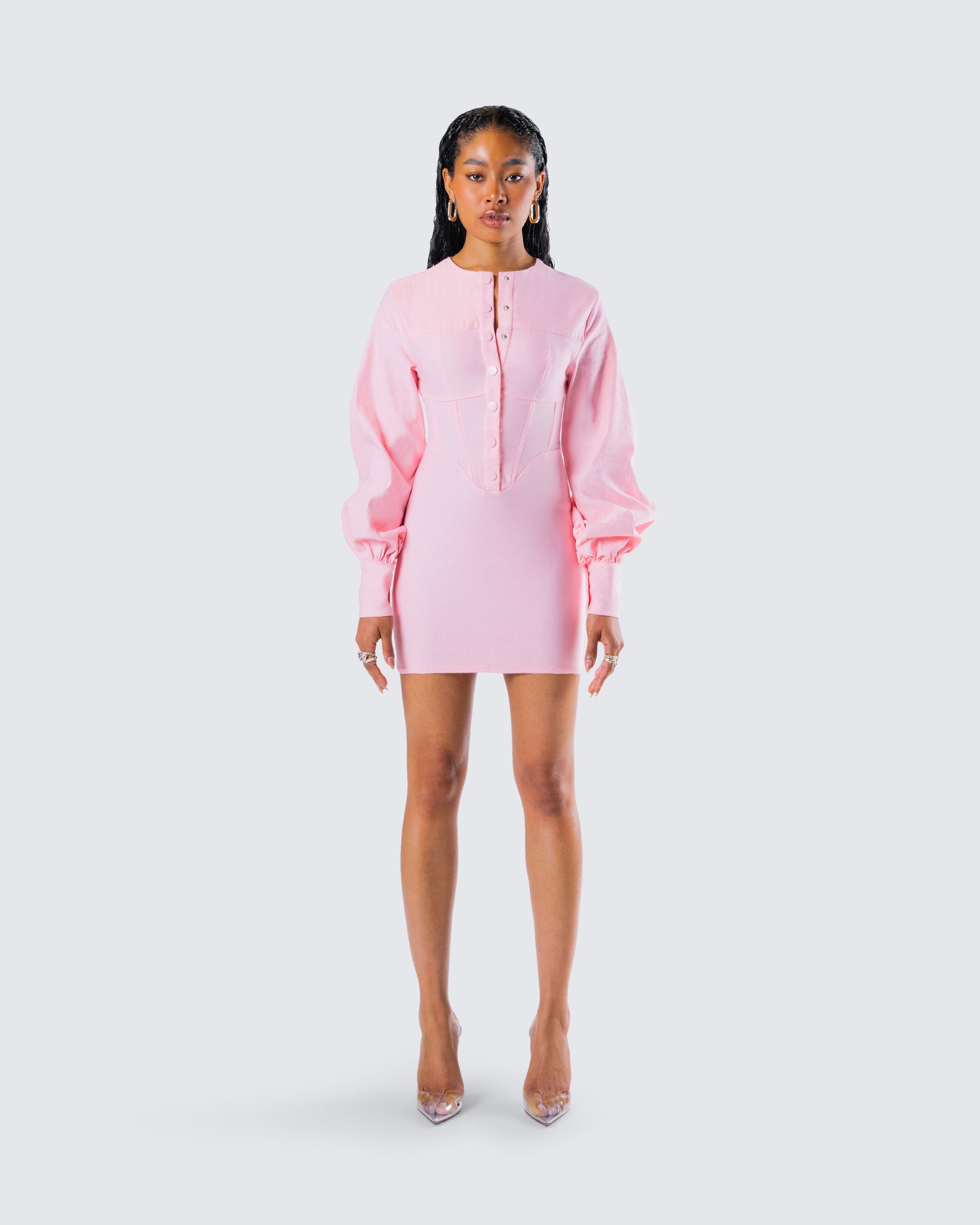 Alice Pink Mini Dress model front