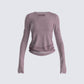 Alyson Grey Mesh Long Sleeve Top 3d product front