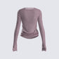 Alyson Grey Mesh Long Sleeve Top
