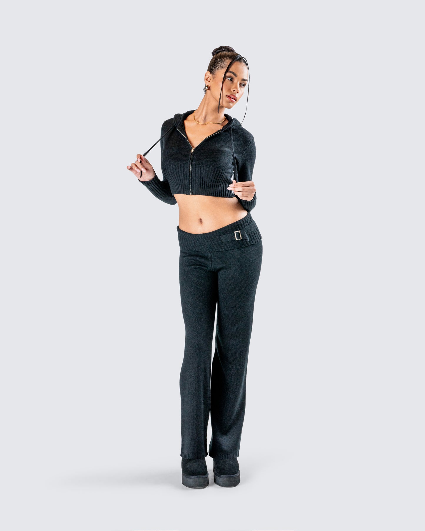 Alyssa Black Knit Cropped Jacket