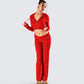 Alyssa Red Knit Cropped Jacket