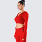 Alyssa Red Knit Cropped Jacket