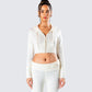 Alyssa White Knit Cropped Jacket model front
