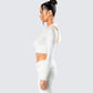 Alyssa White Knit Cropped Jacket