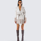 Amadee Ivory Vegan Leather Coat model front
