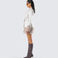 Amadee Ivory Vegan Leather Coat