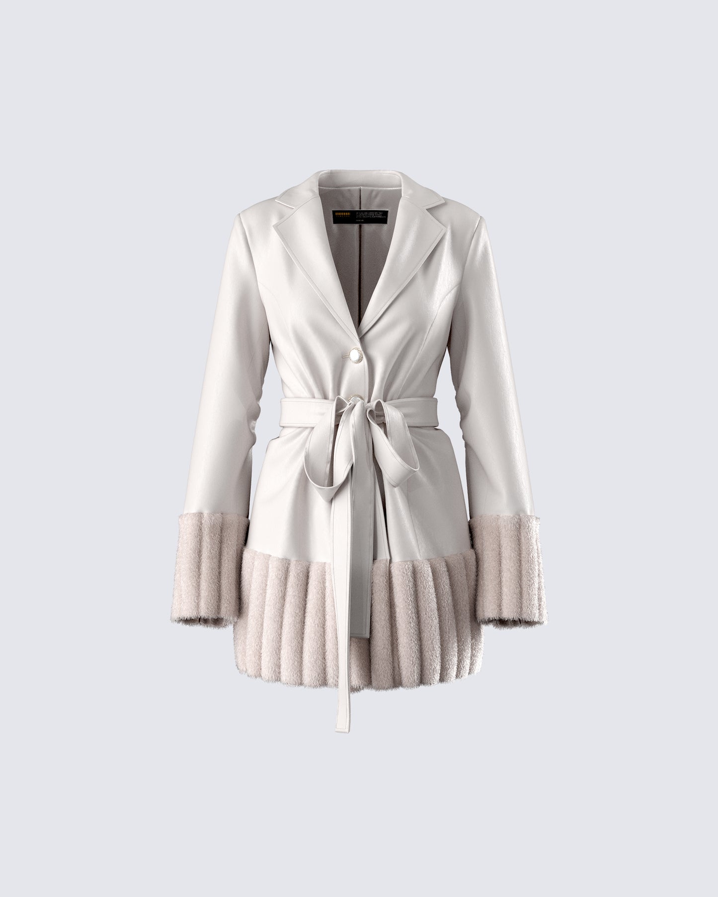 Amadee Ivory Vegan Leather Coat product front