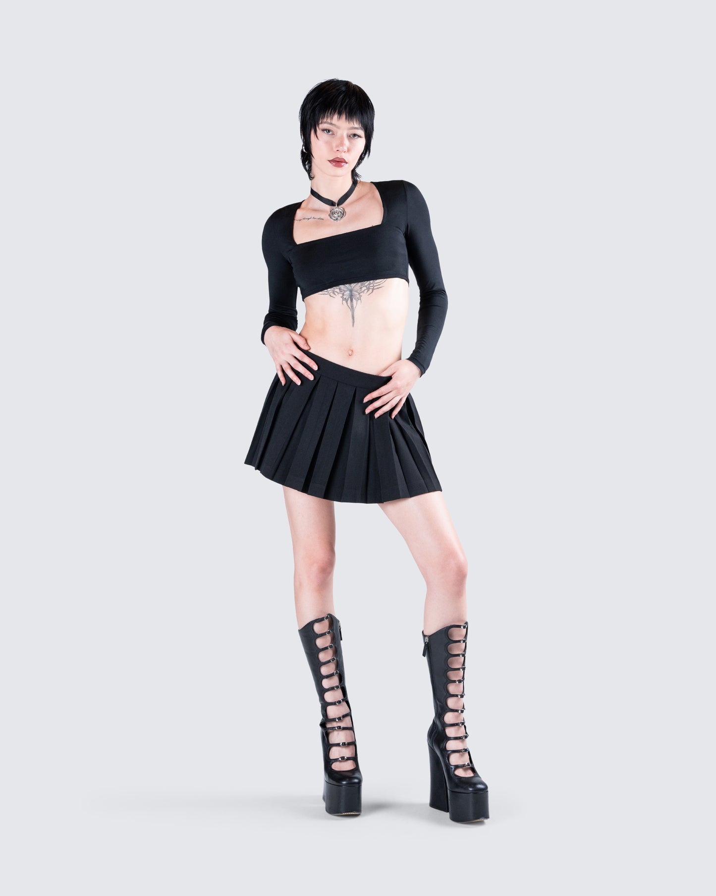 Amara Black Square Neck Top