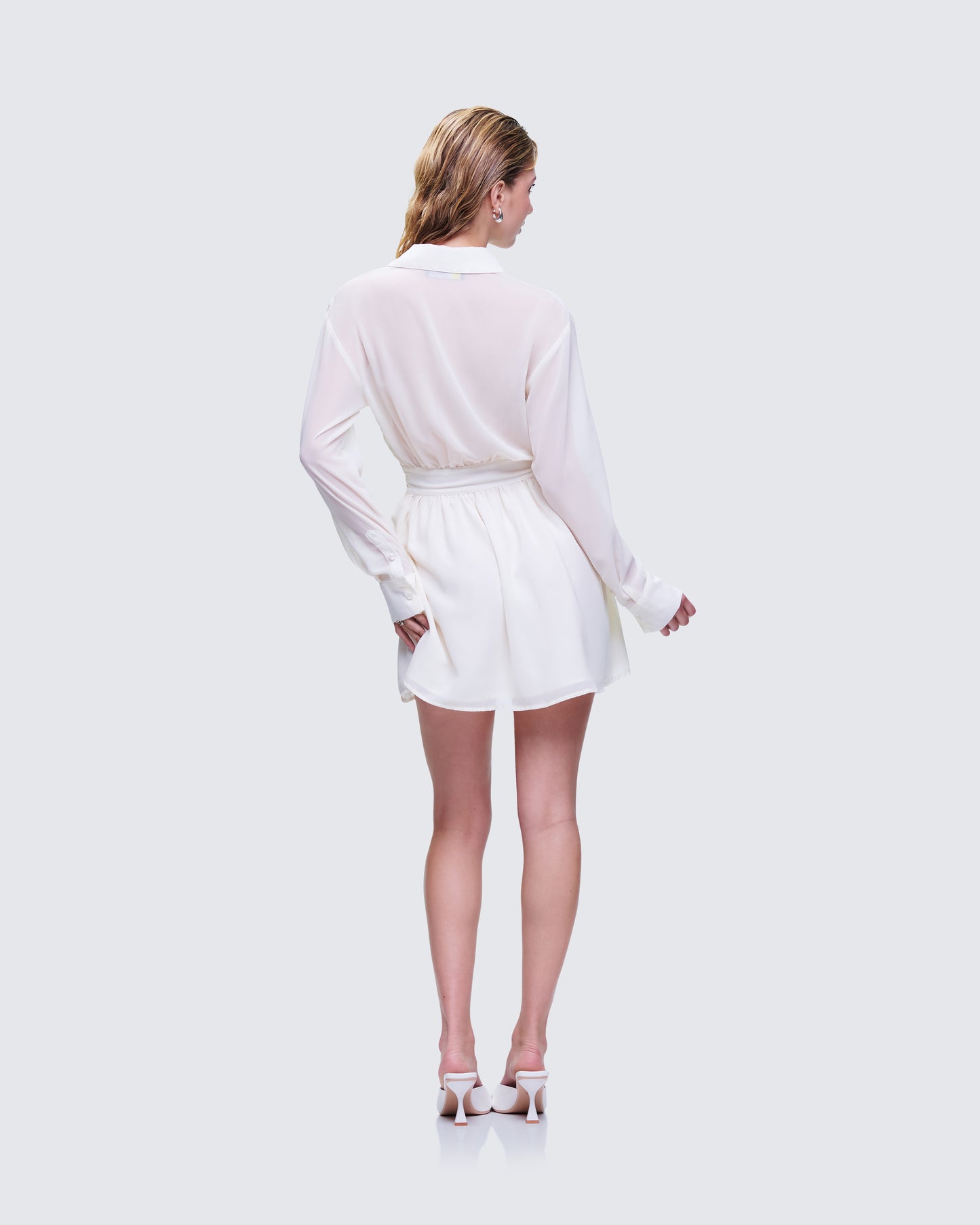 Amara Ivory Mini Shirt Dress