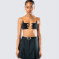 Amari Black Chain Cropped Top model front