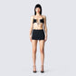 Amari Black Chain Mini Skirt model front