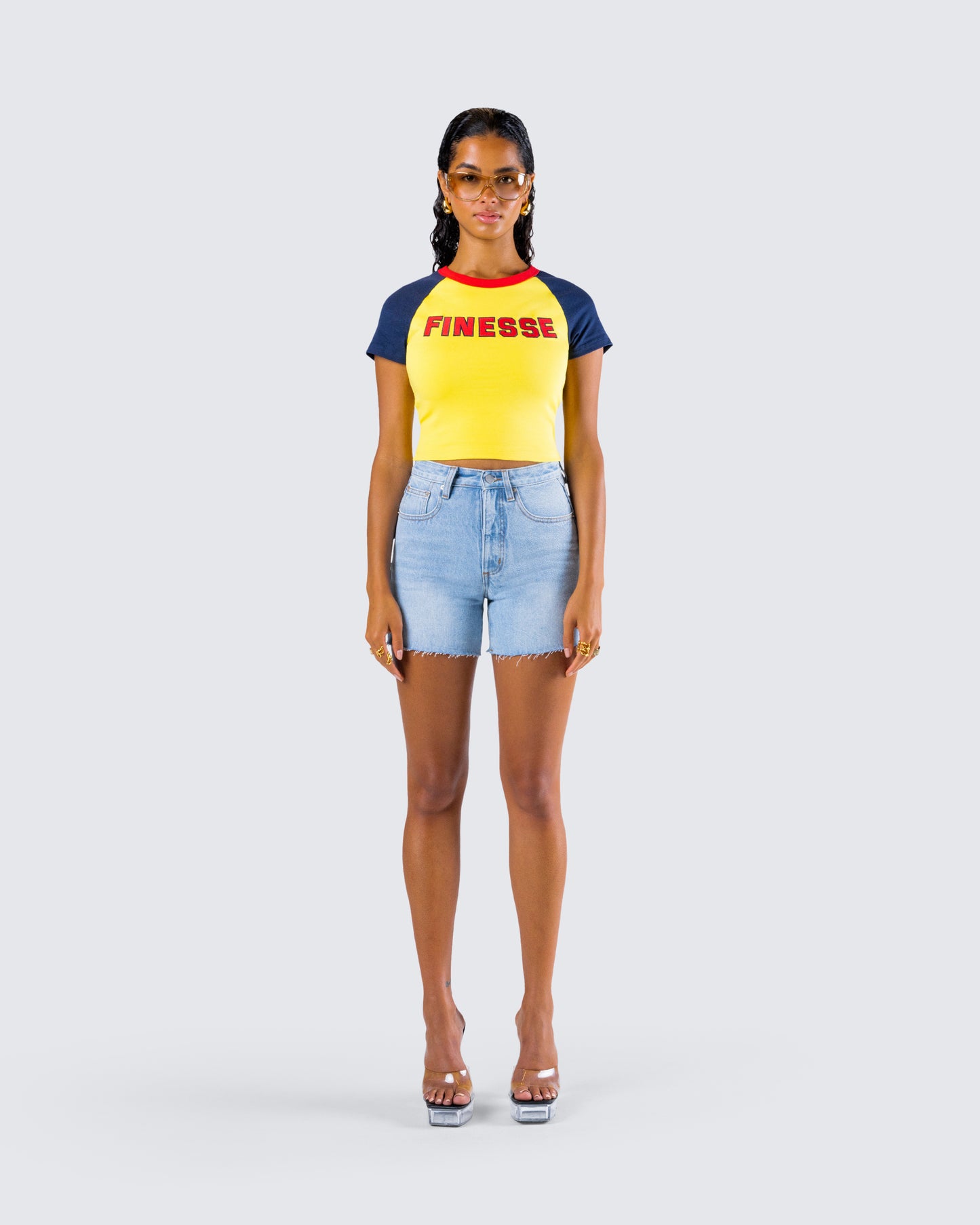 Amber Denim Set model front