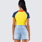 Amber Yellow Jersey Graphic Top