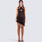 Ambra Black Lace Halter Dress model front