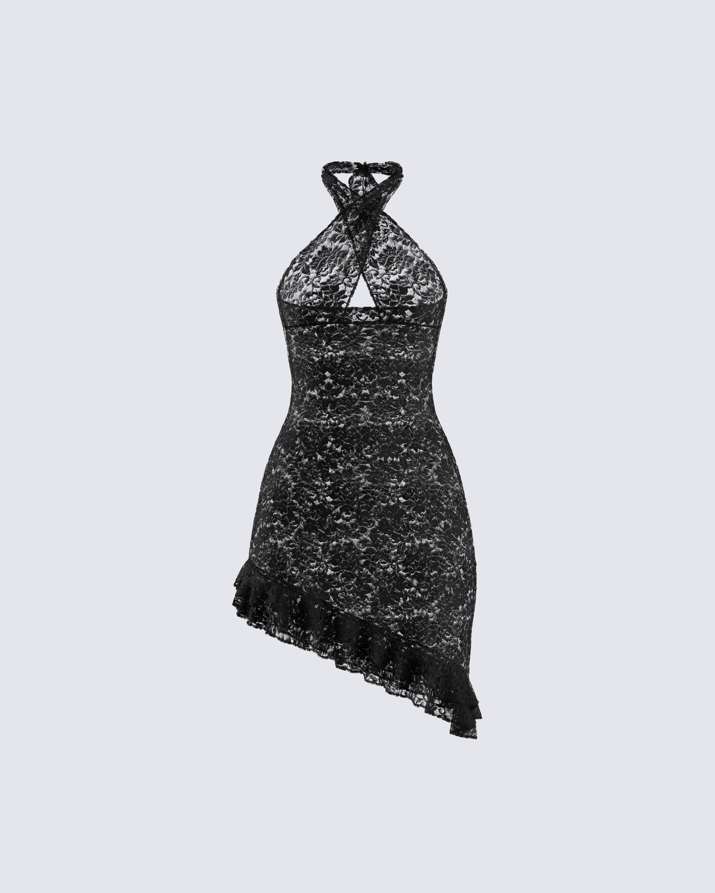 Ambra Black Lace Halter Dress product front