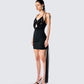 Amelie Black Draped Mini Skirt
