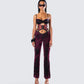 Ami Purple Velvet Burnout Jumpsuit model front