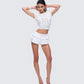Amia White Ruffle Bloomer Micro Skort
