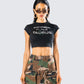Amity Black Taurus Graphic Top model front