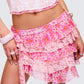 Ana Multi Floral Lace Ruffle Micro Mini Skirt