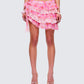 Ana Multi Floral Lace Ruffle Micro Mini Skirt model front