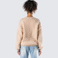 Andra Beige Bubble Knit Cardigan