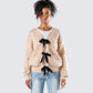 Andra Beige Bubble Knit Cardigan model front