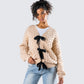 Andra Beige Bubble Knit Cardigan
