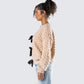 Andra Beige Bubble Knit Cardigan