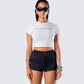 Anela White Jersey Graphic Top model front