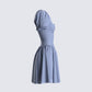 Anilah Baby Blue Poplin Mini Dress