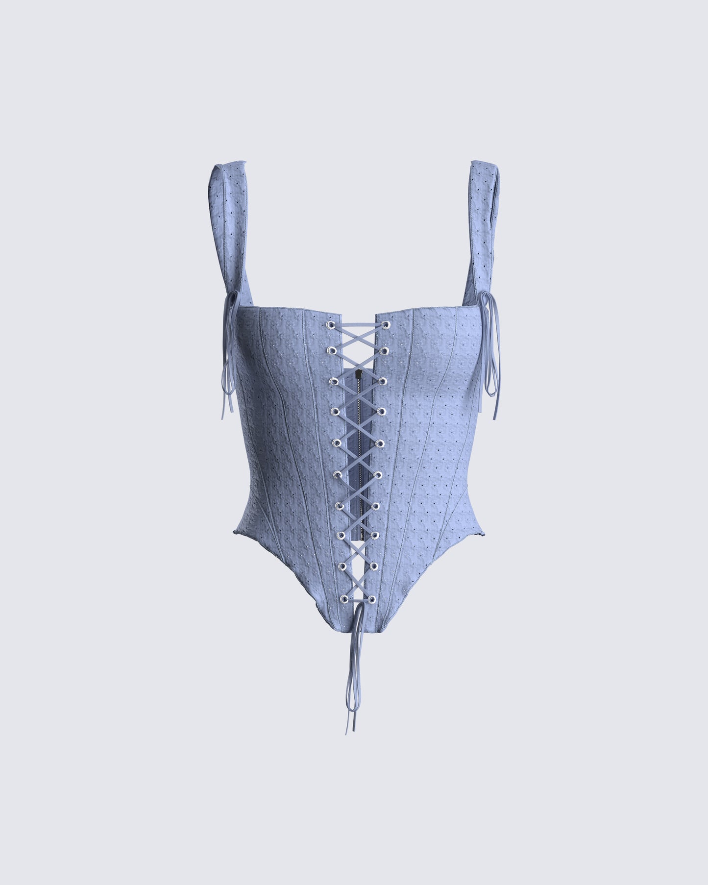 Anilah Baby Blue Eyelet Top 3d product front