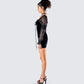 Anja Black Velvet Mini Dress
