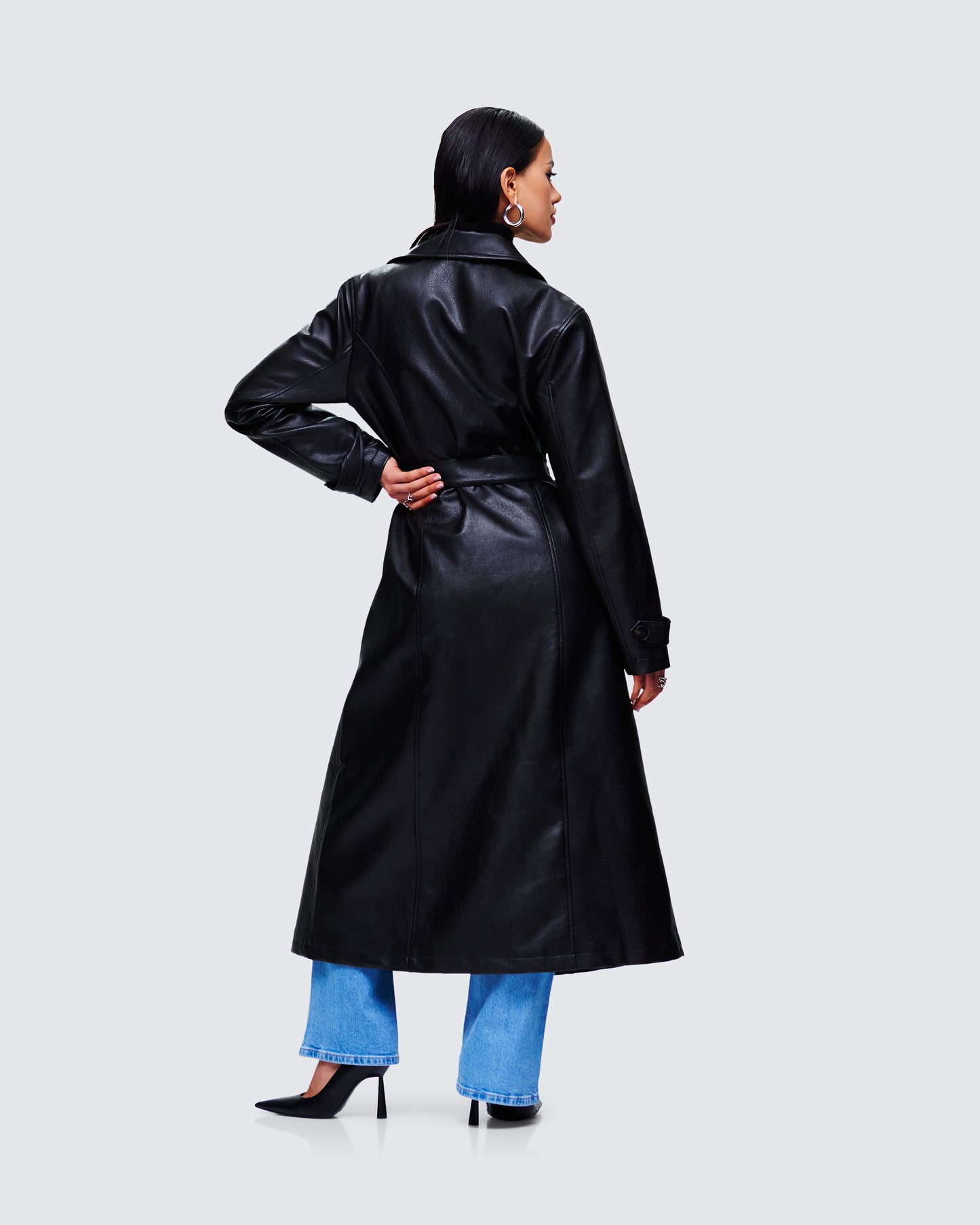 Ara Black Vegan Leather Coat